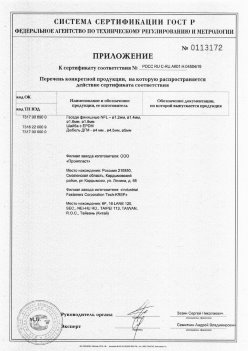 2019.11.16 Ногинск - Приложение к сертификату Изделия крепежные из металла, торговая марка Tech-KREP. Серийный выпуск